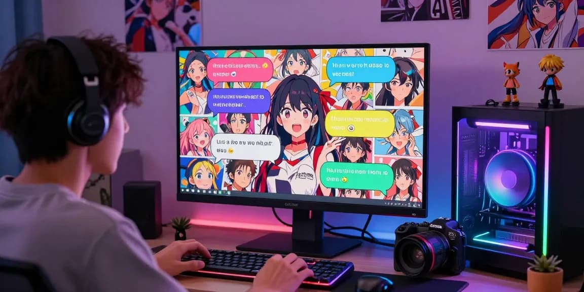 Engaging free ai ecchi chat scene with animated characters and vibrant text bubbles.