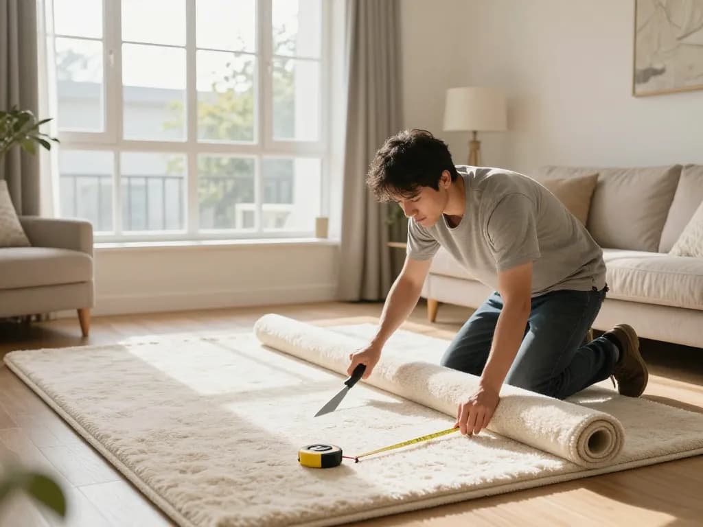 Expert carpet fitting services West London being demonstrated in a stylish living room setup.