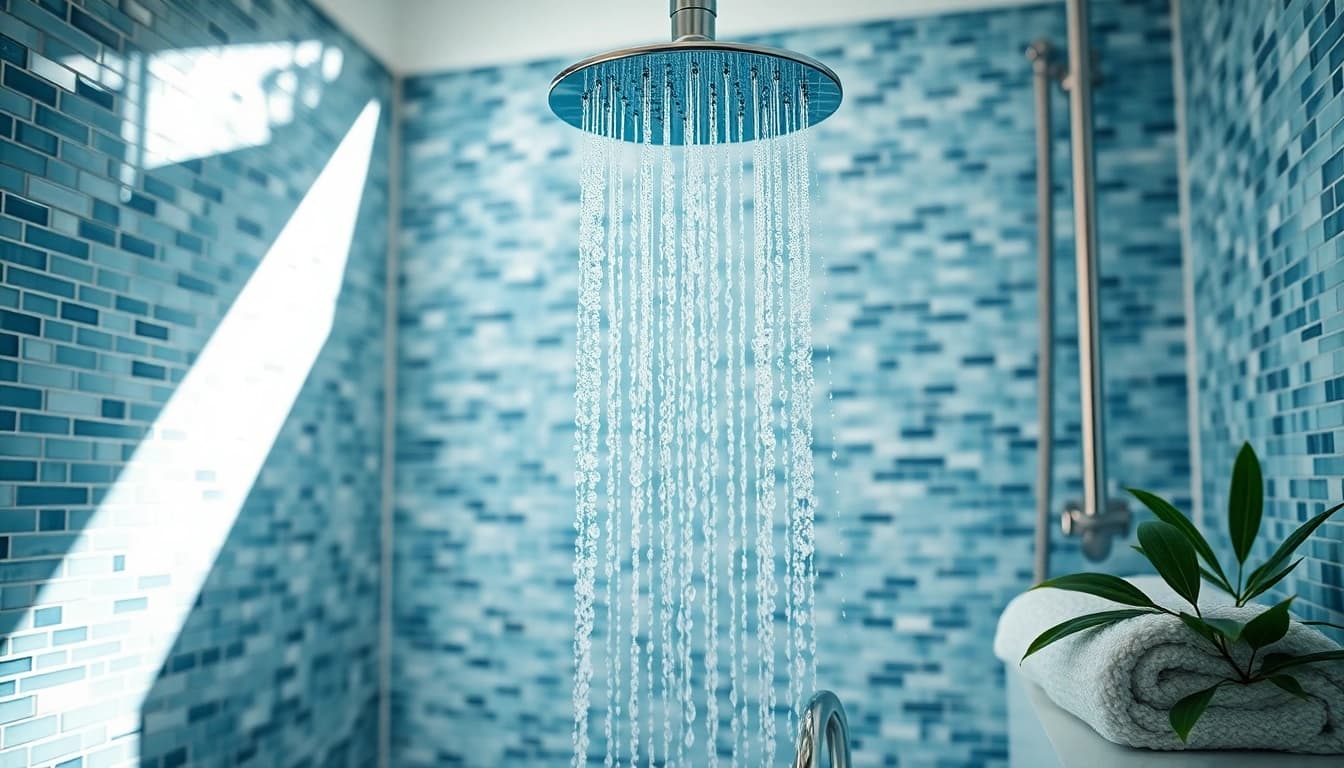 Enjoying elegant showers in a luxurious bathroom with modern fixtures and relaxing ambiance.