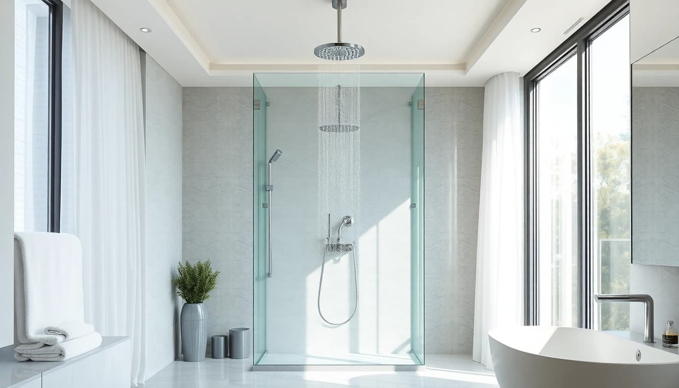 Transform your bathroom with elegant showers featuring luxurious fixtures and serene ambiance.