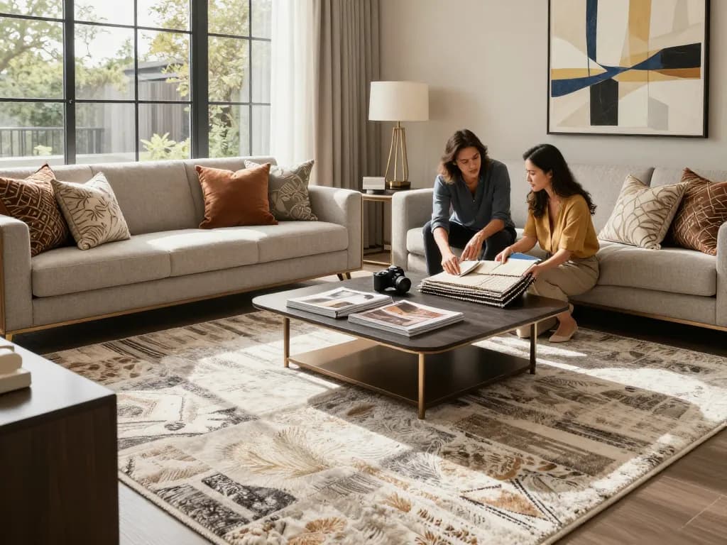 Luxury carpets London enhancing a stylish living room ambiance with rich textures and modern decor.
