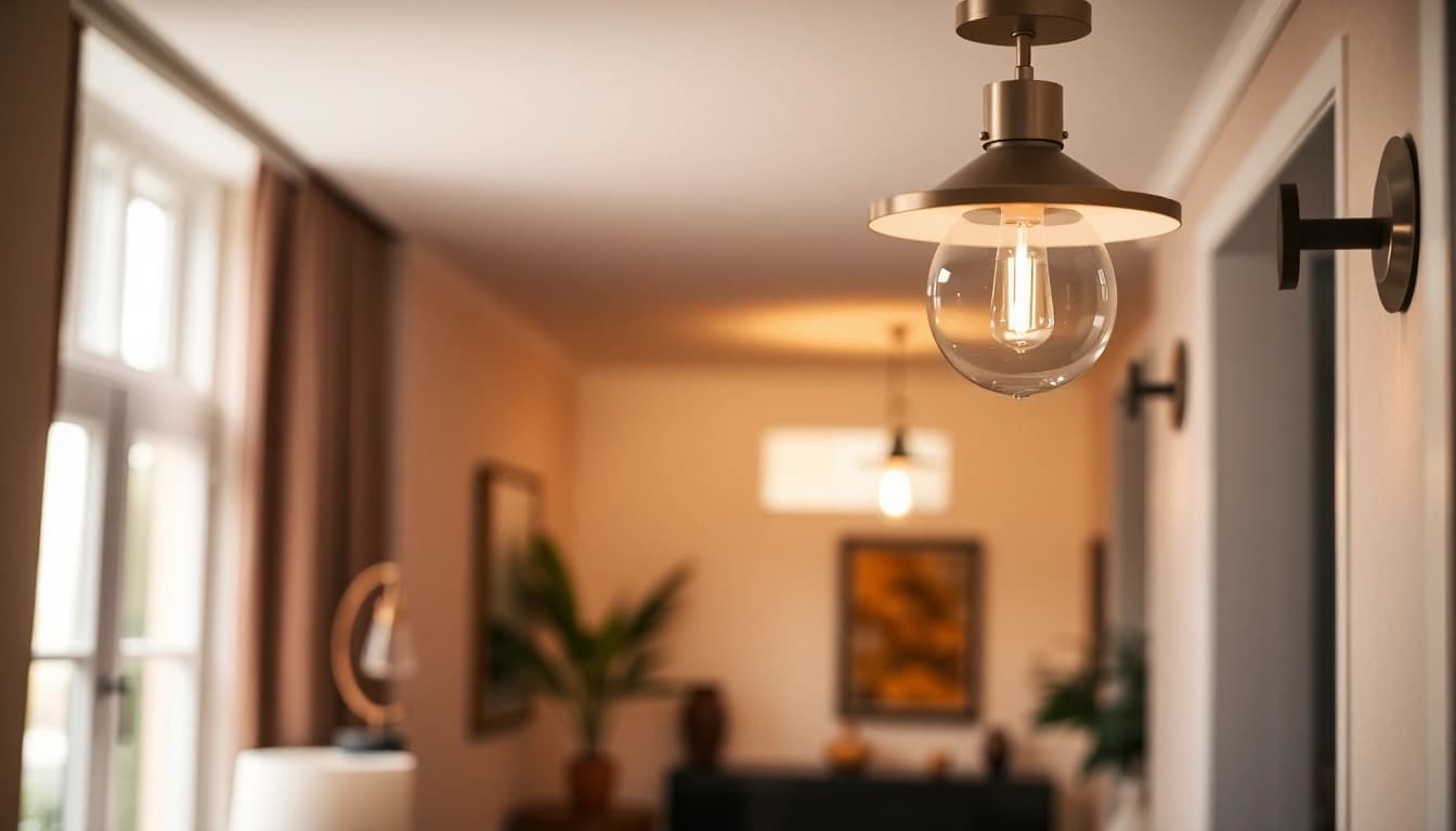 Highlighting hallway lighting fixtures with contemporary design and inviting atmosphere in a modern home.