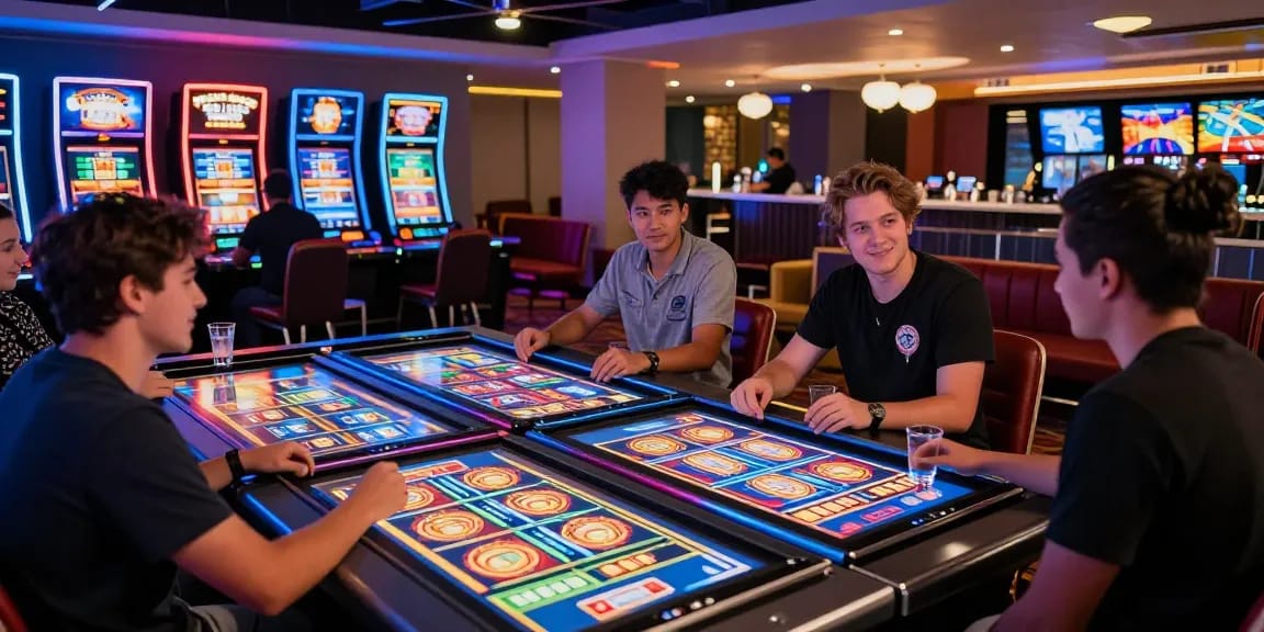 Players enjoying an exciting gaming experience at non UKGC casinos with vibrant atmosphere and promotions.