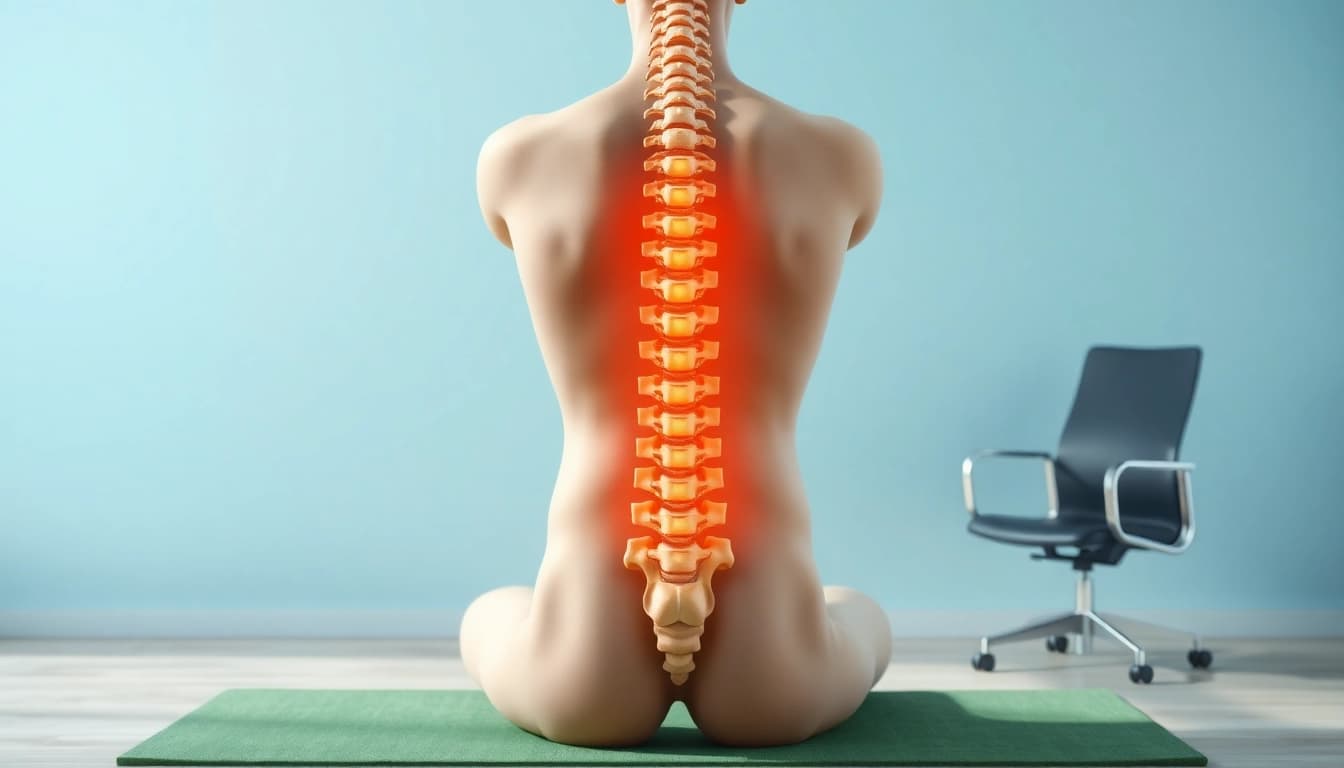 Illustration of lower back pain causes highlighting spine alignment and posture variations.