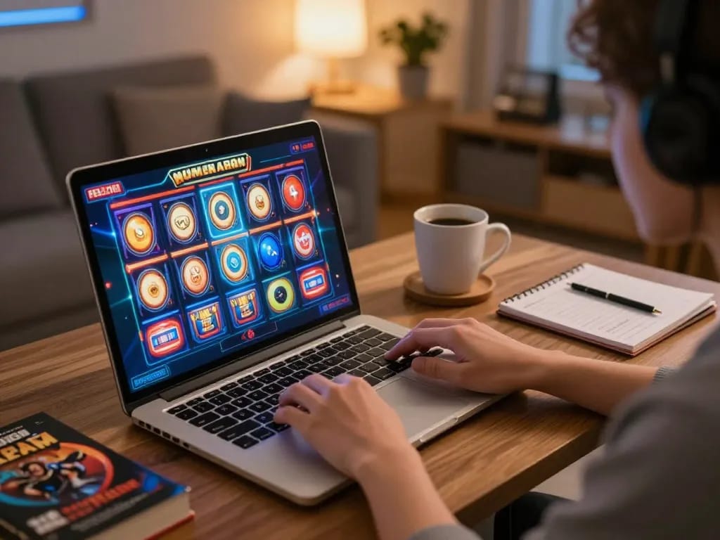 Engaged in gameplay, a player interacts with sc88's online slots, illustrating comfortable home gaming.