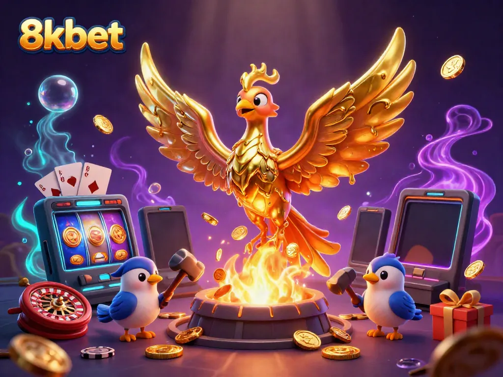 Experience the thrill of 8xbet with a vibrant phoenix and dynamic casino elements.