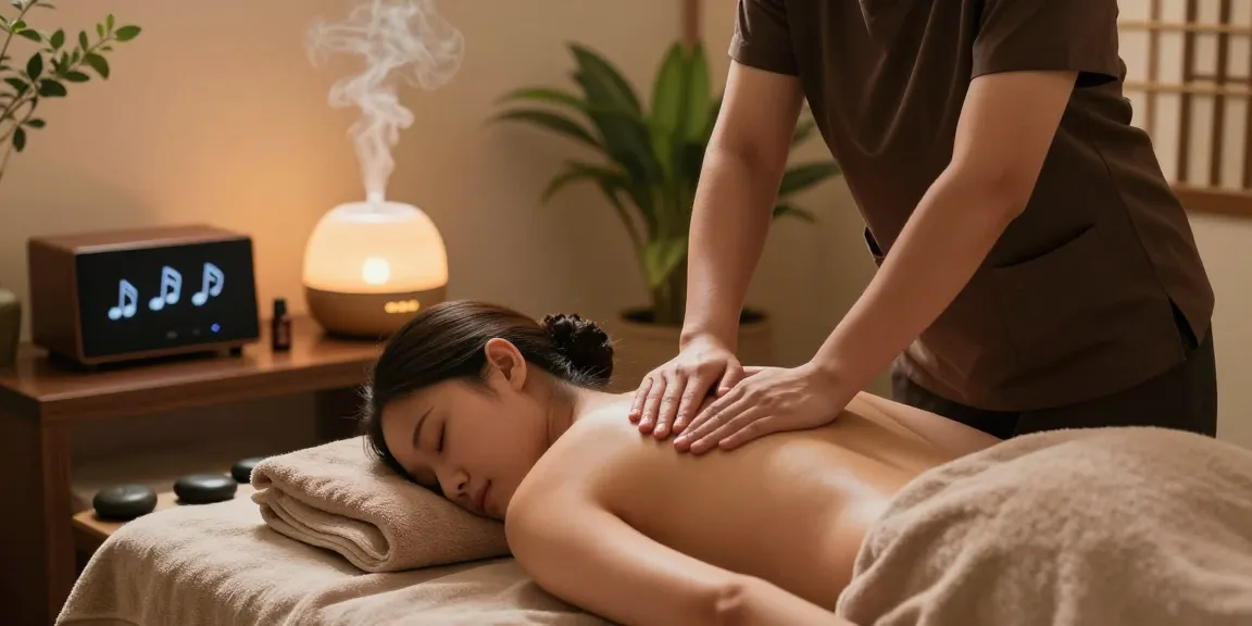 부평출장안마 soothing massage therapy in a tranquil spa setting with essential oils and soft lighting