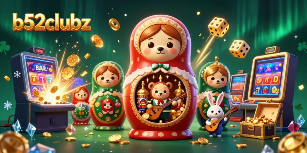 Experience the thrilling vibes of b52clubz with a vibrant 3D casino celebration scene.