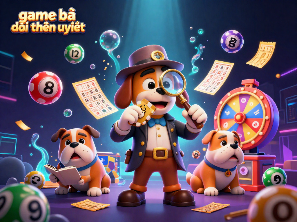 Engage in thrilling game bài đổi thưởng uy tín while a detective discovers clues amidst vibrant lottery elements.