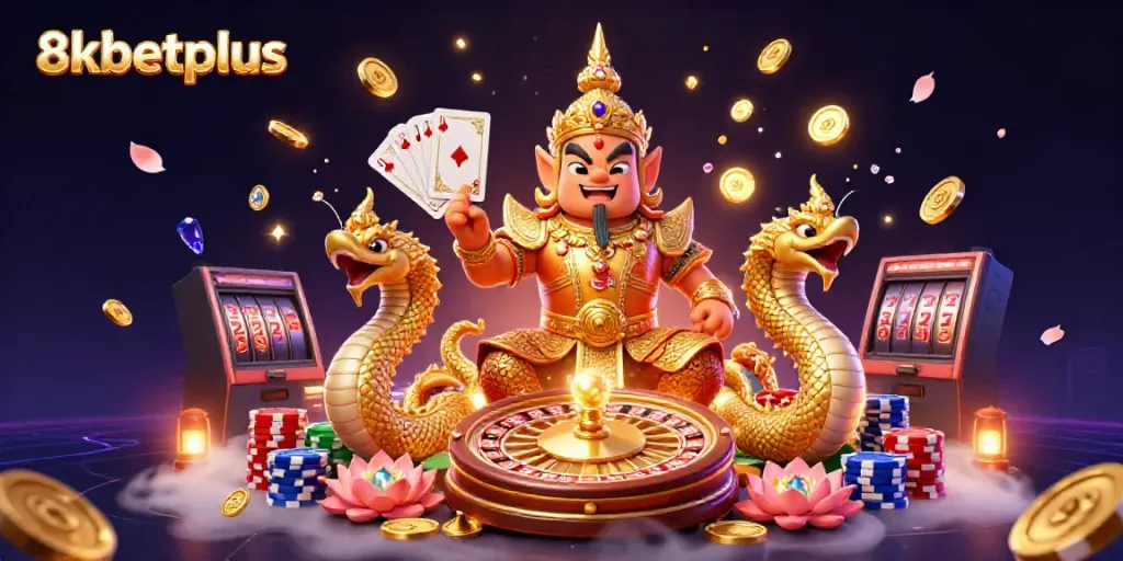 Experience exciting gameplay at 8xbetplus with golden coins, roulette, and winning cards.