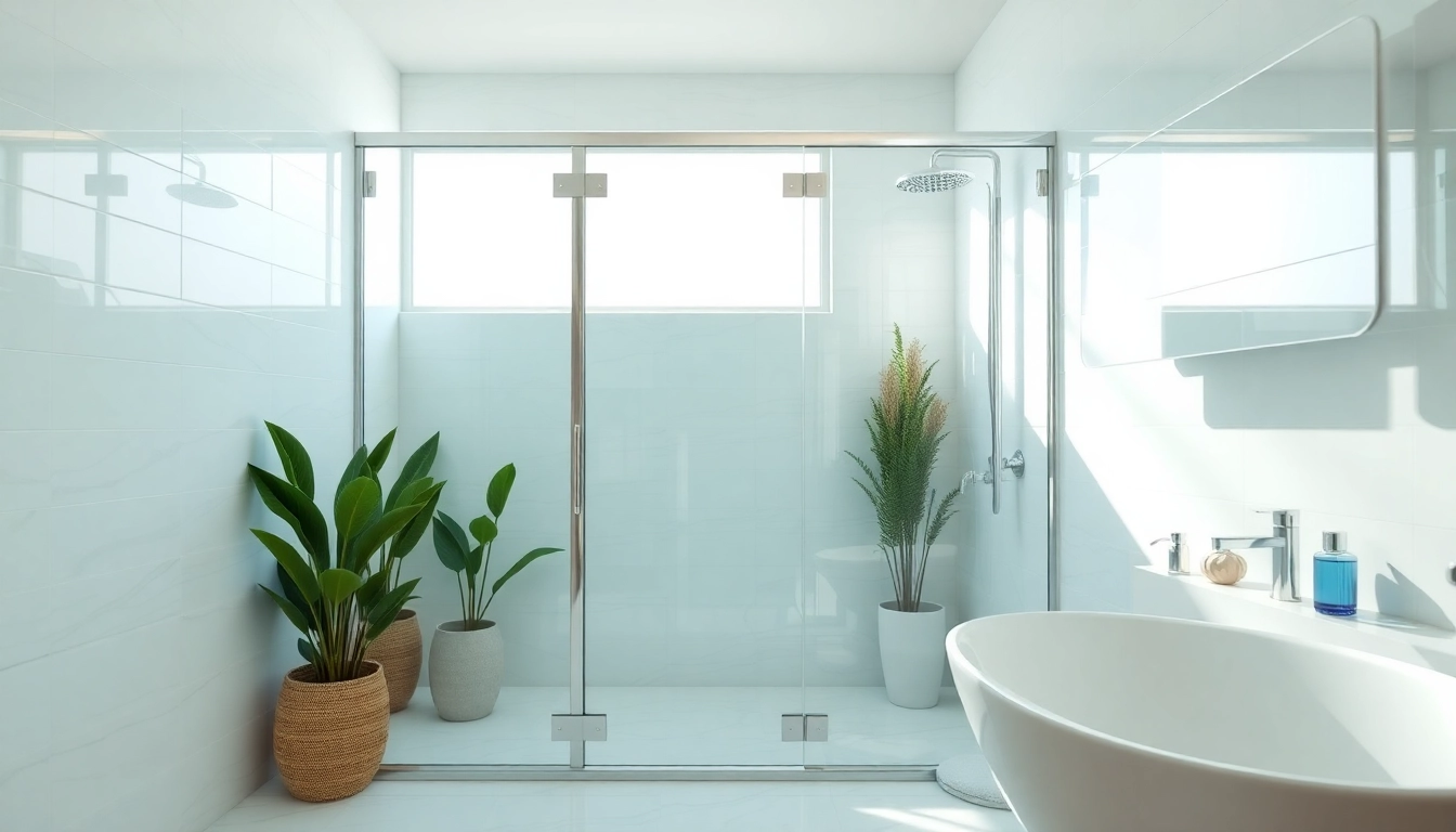 Elegant shower screen door presented in a modern bathroom with stylish fixtures and natural lighting.