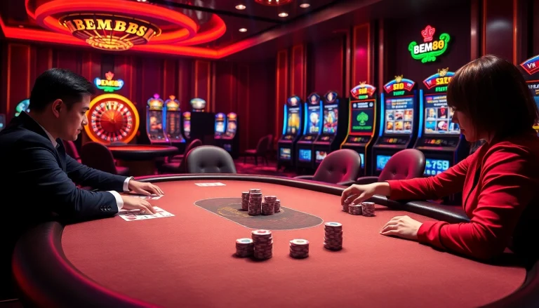 Experience the electrifying atmosphere of BEM88 casino gaming with vibrant tables and thrilling slots.