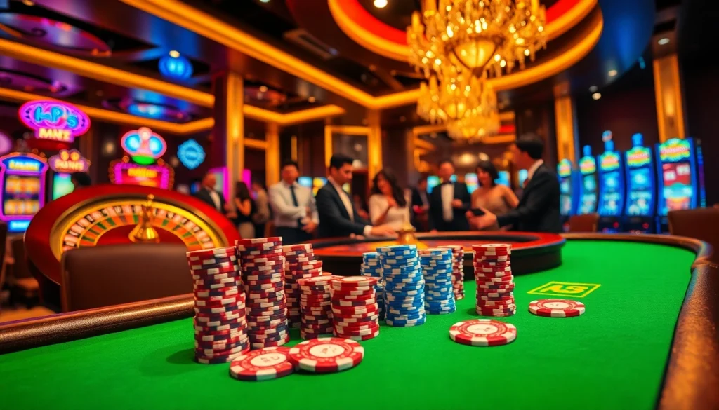 Experience thrilling gaming action at sv88s.pro with vibrant casino tables and excited players.