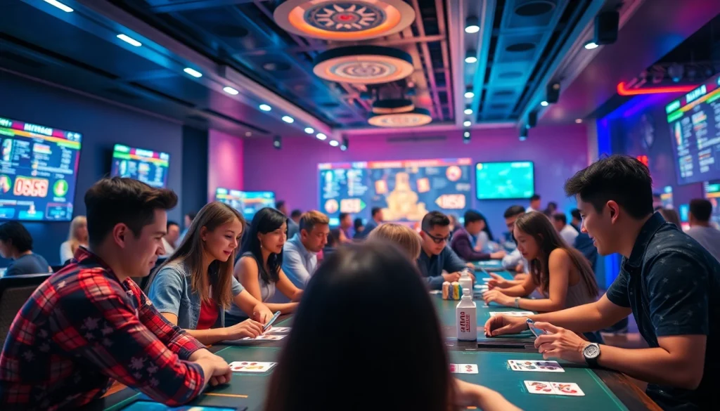 Dynamic gaming scene at topgamebaidoithuong.mx showcasing players enjoying secure card games.