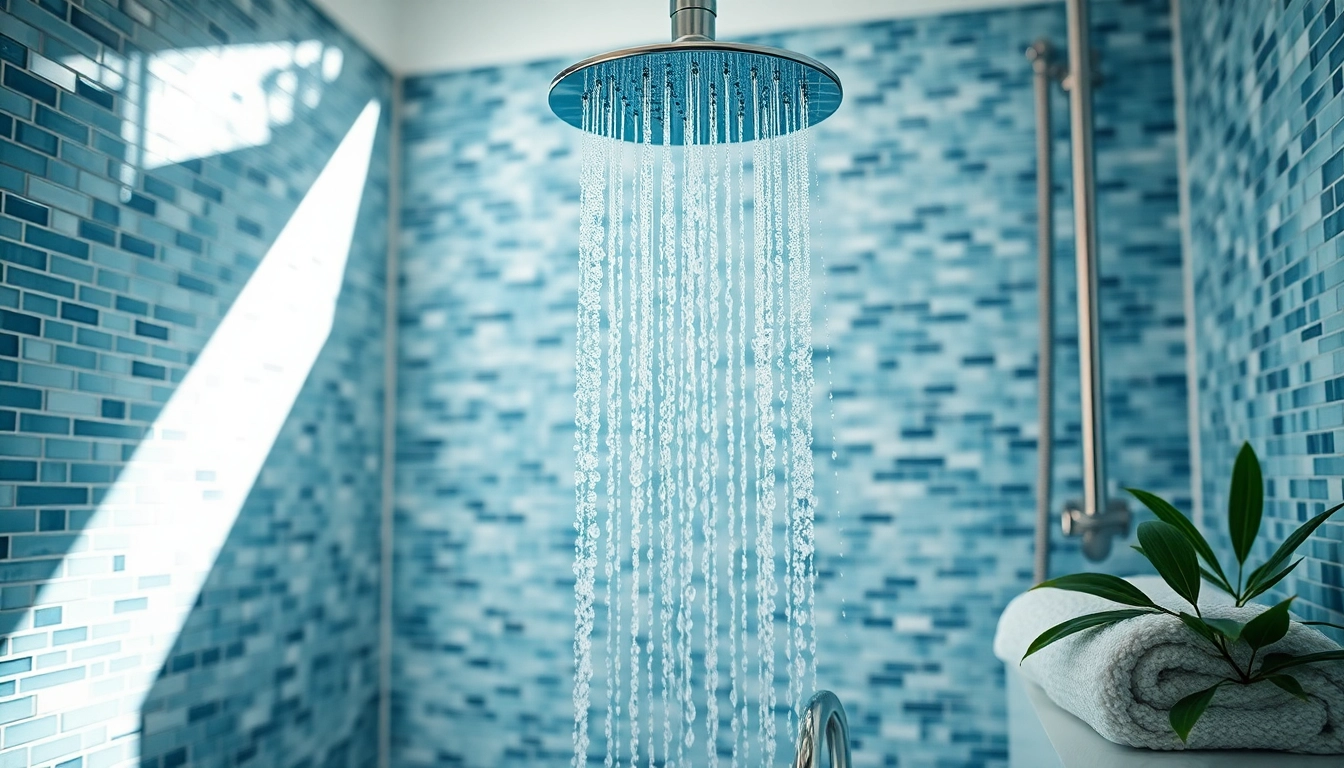 Enjoying elegant showers in a luxurious bathroom with modern fixtures and relaxing ambiance.
