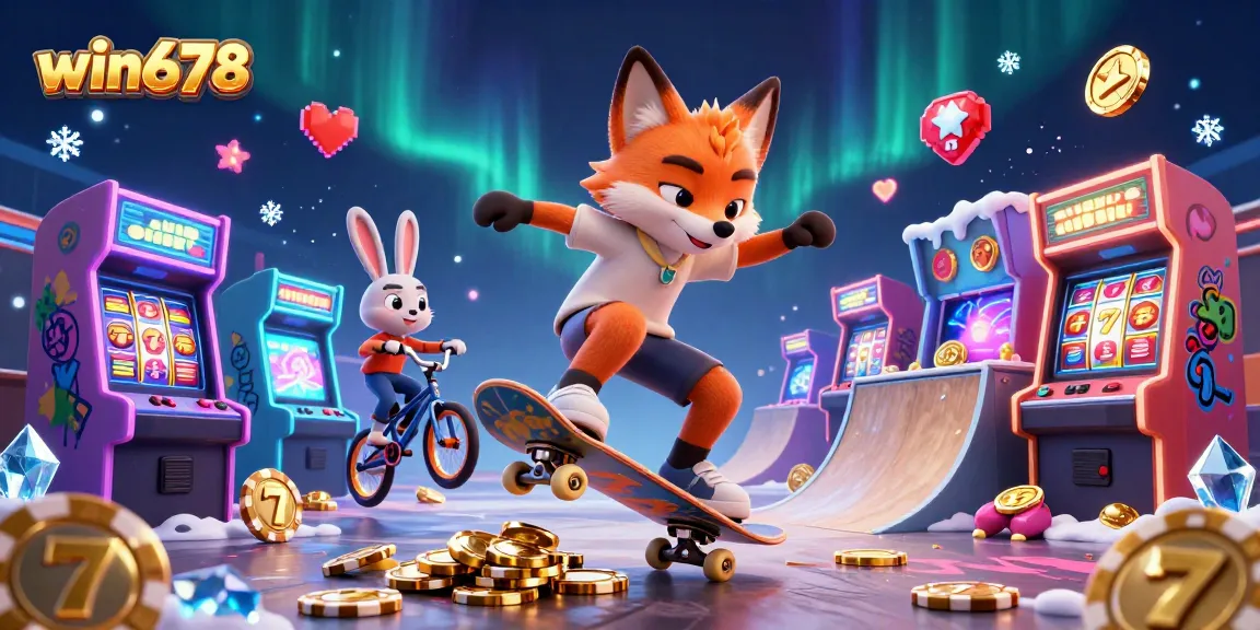 Engage with win678 as the playful fox and rabbit showcase thrilling casino adventures through colorful game elements.