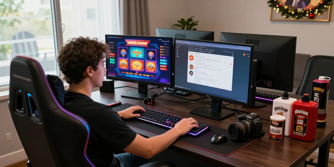 Engaged player at a credit card casino on a modern gaming setup, showcasing vibrant graphics and inviting decor.