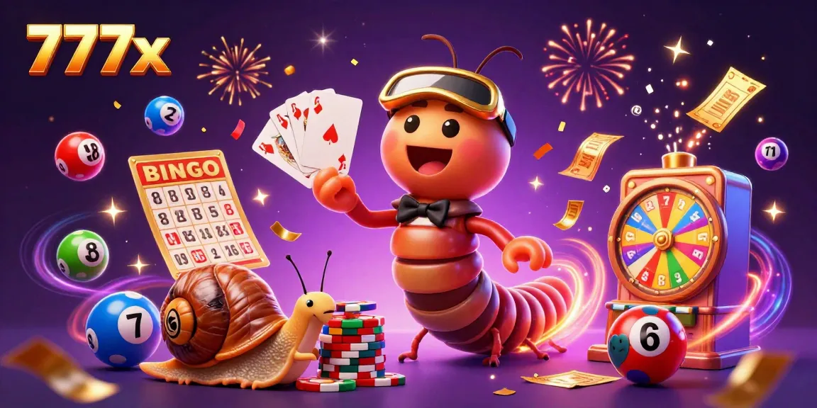 Join the fun at 777x with vibrant lottery elements, lively characters, and spectacular cash rewards!