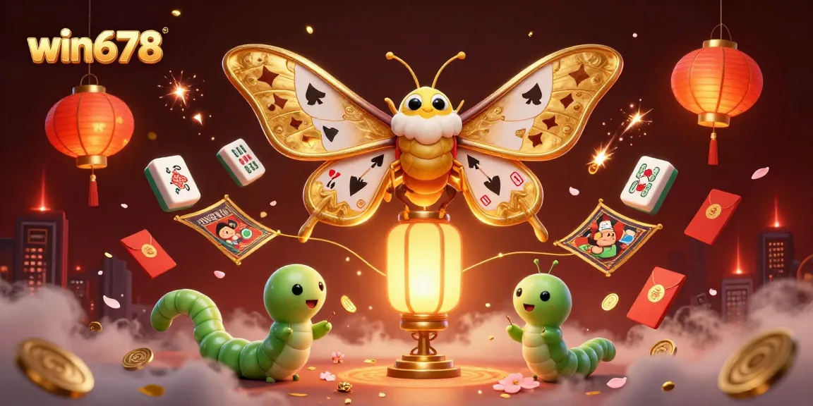 Experience exciting casino adventures with win678, featuring a vibrant 3D illustration of a moth and casino elements.