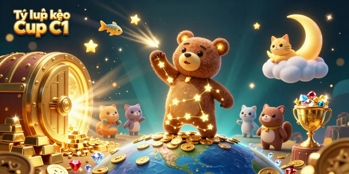 Engage with Tỷ lệ kèo Cup C1 through a dazzling realm of golden treasures and stars.